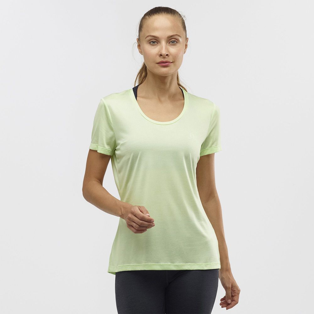 T-Shirts Salomon Femme Vert - Salomon AGILE - France (9084-TLDEG)